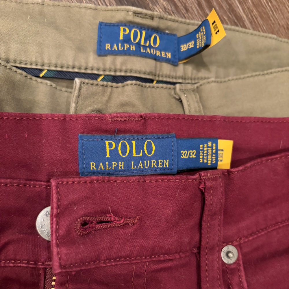 2 pairs of Polo by Ralph Lauren Men's Bootcut Jeans - Red and Olive 32x32